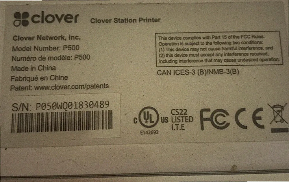 Clover thermal printer
