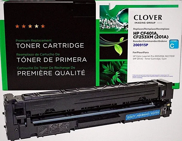 Clover Toner Cartridge for HP CF401A 201A Cyan, 1,400 Page Yield