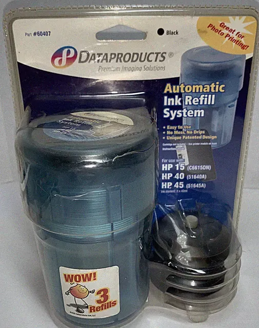 DataProducts 60407 DeskJet/OfficeJet Automatic 3 Refill System for HP 15 40 45