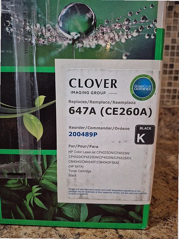 Genuine Clover HP 647A CE260A BLACK Toner Cartridge LaserJet Factory Sealed Ink